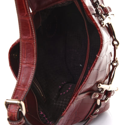 Gucci Crocodile Large Horsebit 85th Anniversary Hobo Red 4 of 4