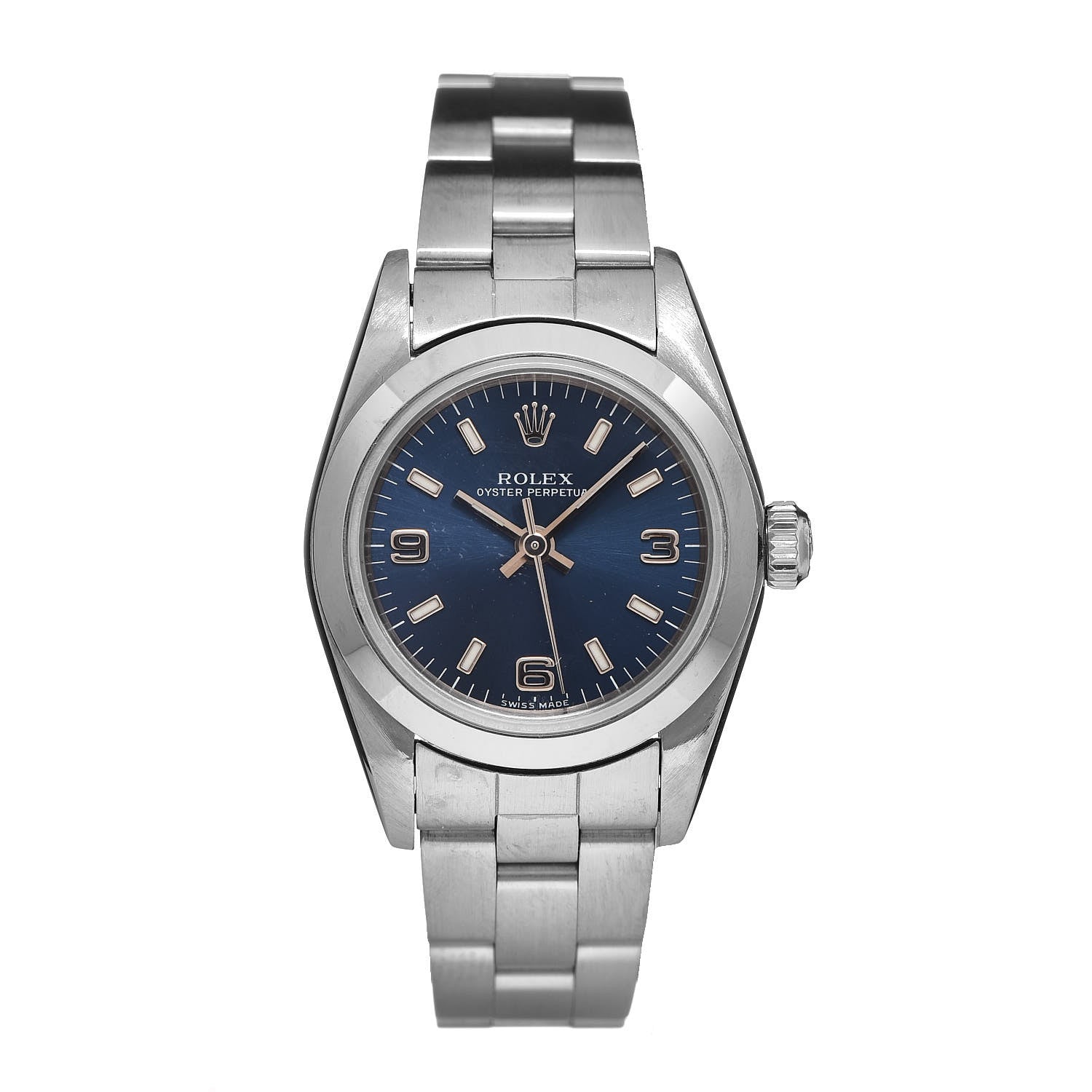 Rolex Stainless Steel 24mm Oyster Perpetual Watch Blue 76080 1 of 7