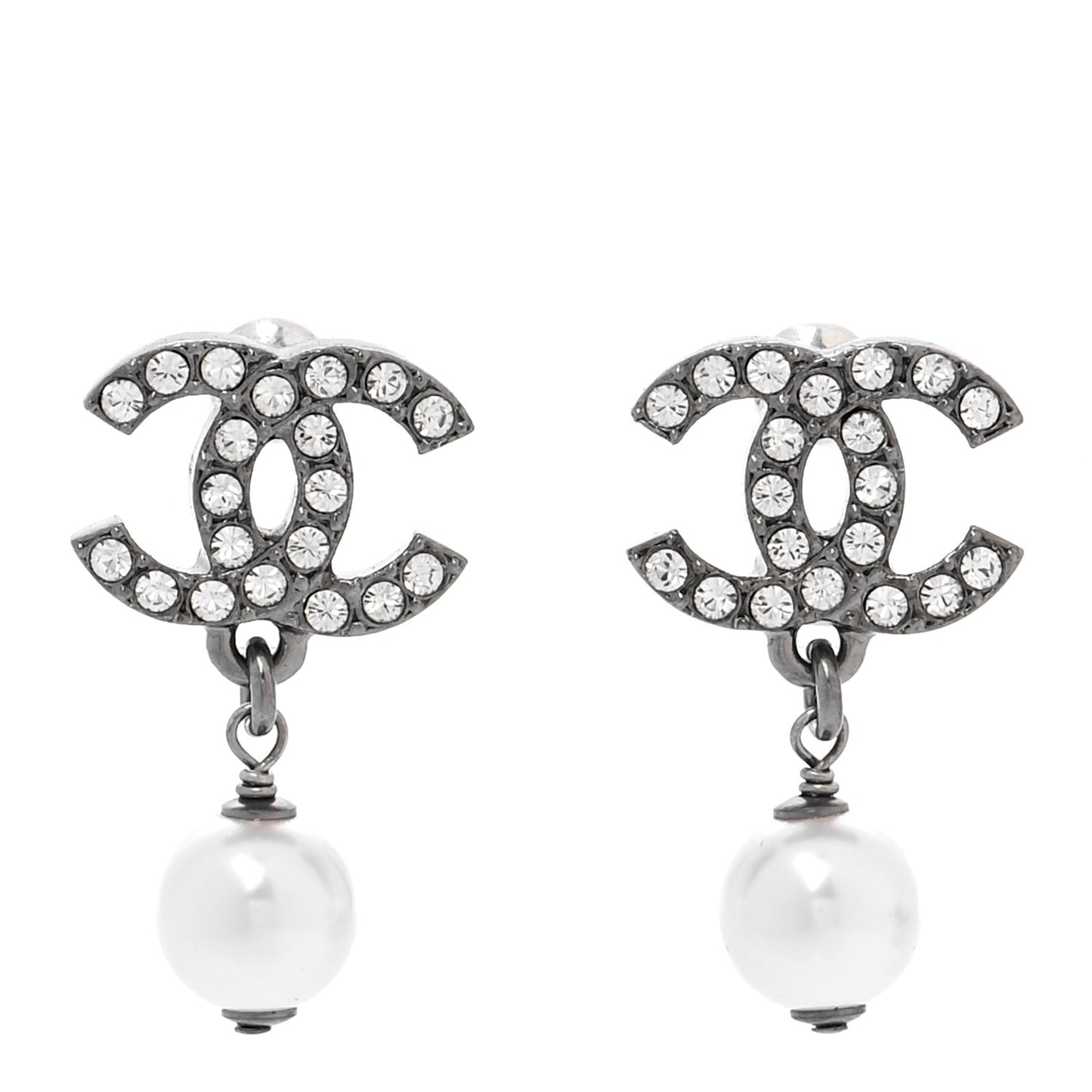 Crystal Pearl CC Drop Earrings