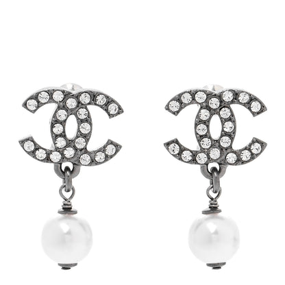 Chanel Crystal Pearl CC Drop Earrings 1 of 5