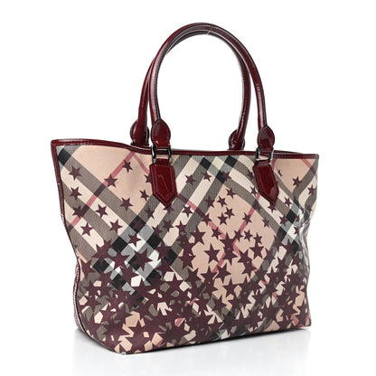 Burberry Patent Supernova Check Stars Large Nickie Landscape Tote Berry Red 4 of 14
