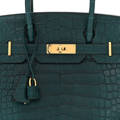 Hermes Matte Alligator Birkin 30 Vert Cypress 8 of 12