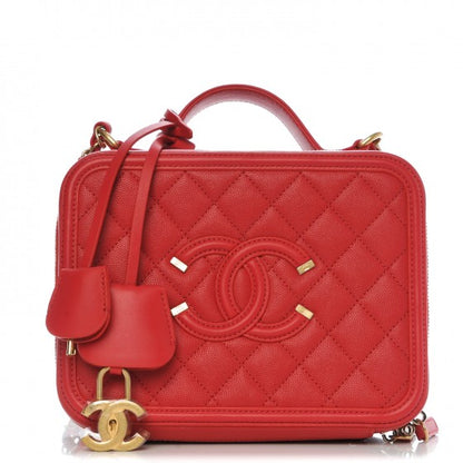 Chanel Caviar Quilted Medium CC Filigree Vanity Case Red 1 of 8