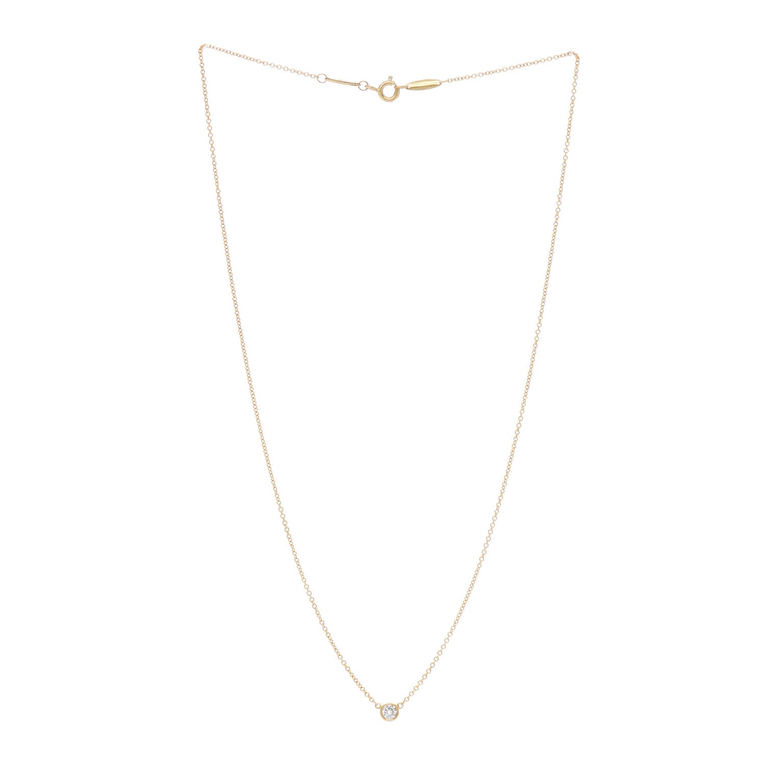 Tiffany 18K Yellow Gold Diamond .14ct Elsa Peretti Diamonds by the Yard Pendant Necklace 3 of 4