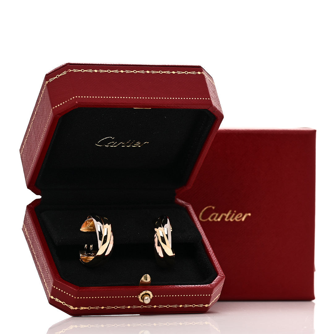 18K Pink Yellow White Gold Classic Trinity Hoop Earrings