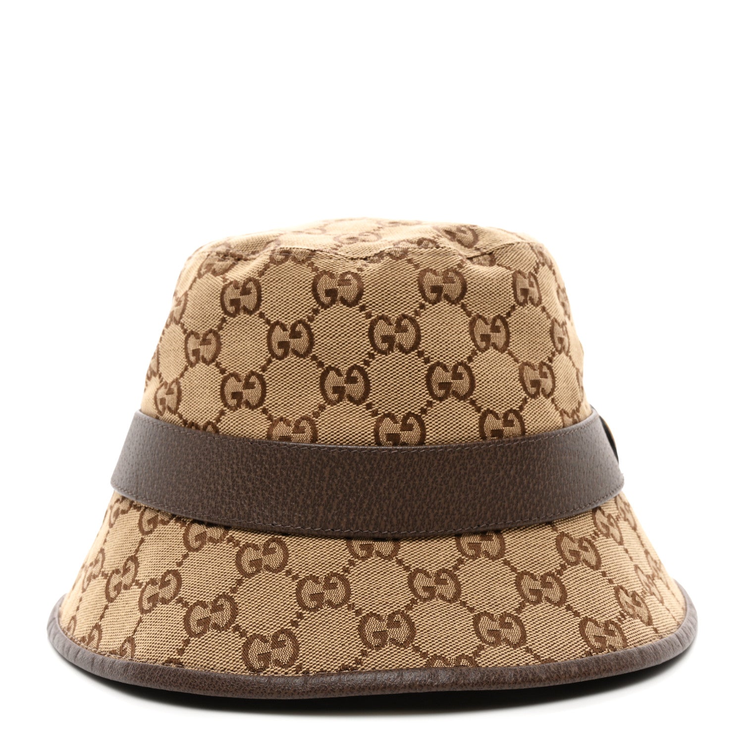Gucci Monogram Textured Dollar Calfskin GG Jago Bucket Hat S Cacao Beige 5 of 9