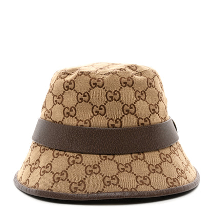 Gucci Monogram Textured Dollar Calfskin GG Jago Bucket Hat S Cacao Beige 5 of 9