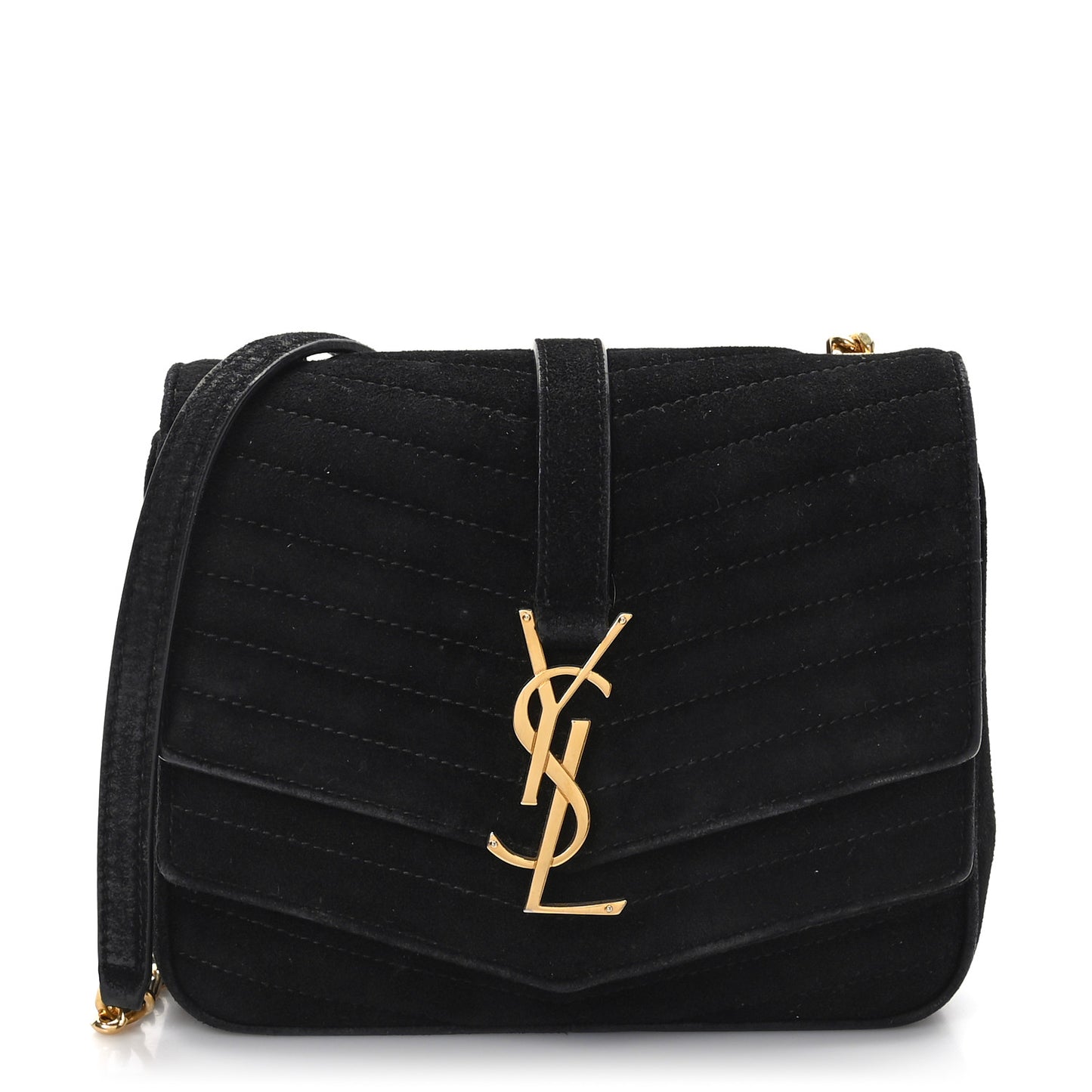 Suede Matelasse Chevron Monogram Small Sulpice Black