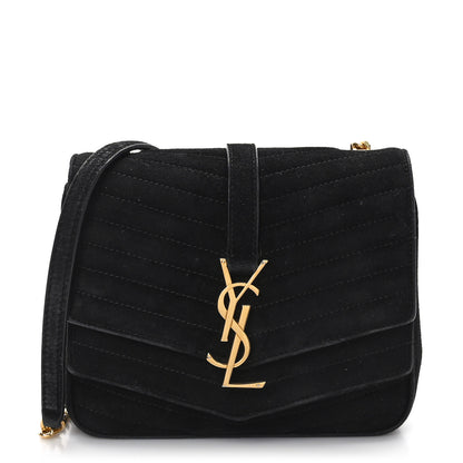 Saint Laurent Suede Matelasse Chevron Monogram Small Sulpice Black 1 of 9
