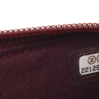 Chanel Lambskin Chevron Quilted Boy Zip Around Coin Purse Wallet Burgundy 8 of 9