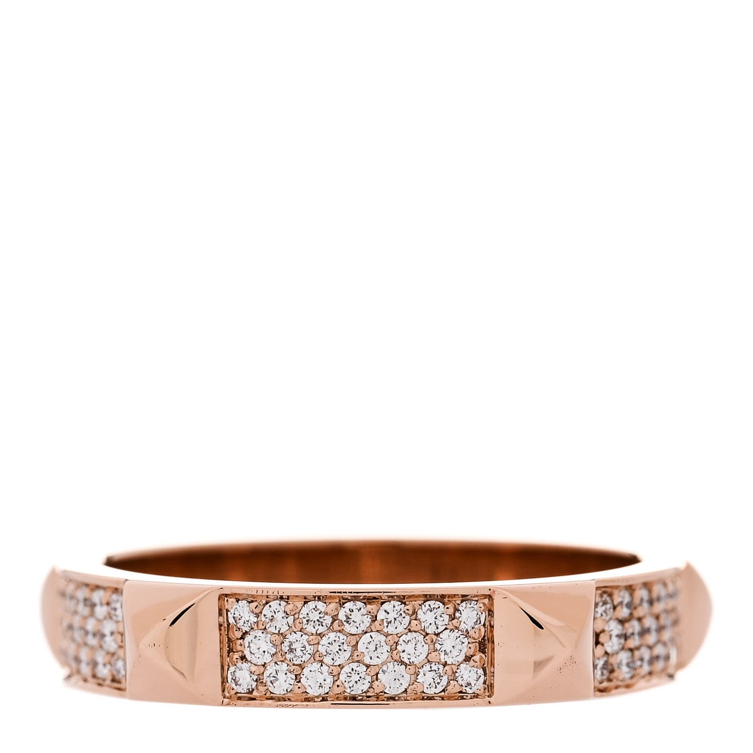 Hermes 18K Rose Gold Diamond Clou D'H Ring 56 7.5 3 of 5