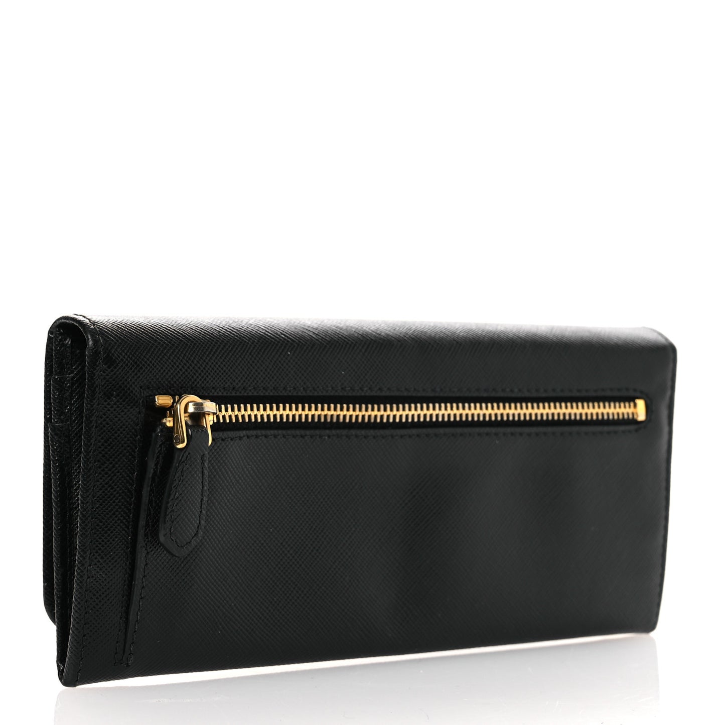 Saffiano Metal Continental Flap Travel Wallet Black