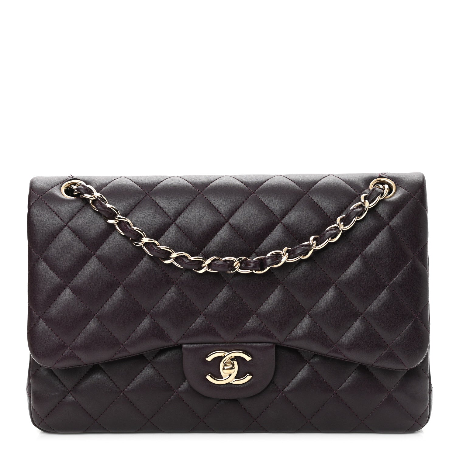 Chanel Lambskin Quilted Jumbo Double Flap Purple 1 of 12