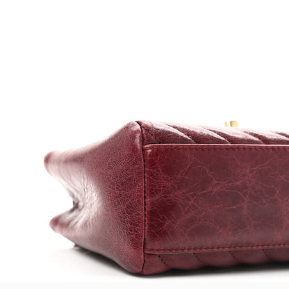Chanel Glazed Calfskin Chevron Quilted Small Hampton Flap Burgundy 9 of 10