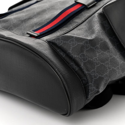 Gucci Soft GG Supreme Monogram Calfskin Web Double Buckle Backpack Black 10 of 10