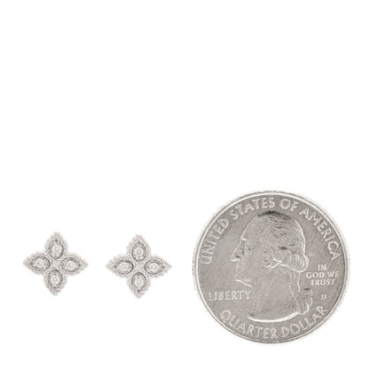 Roberto Coin 18K White Gold Diamond Princess Flower Small Stud Earrings 2 of 4