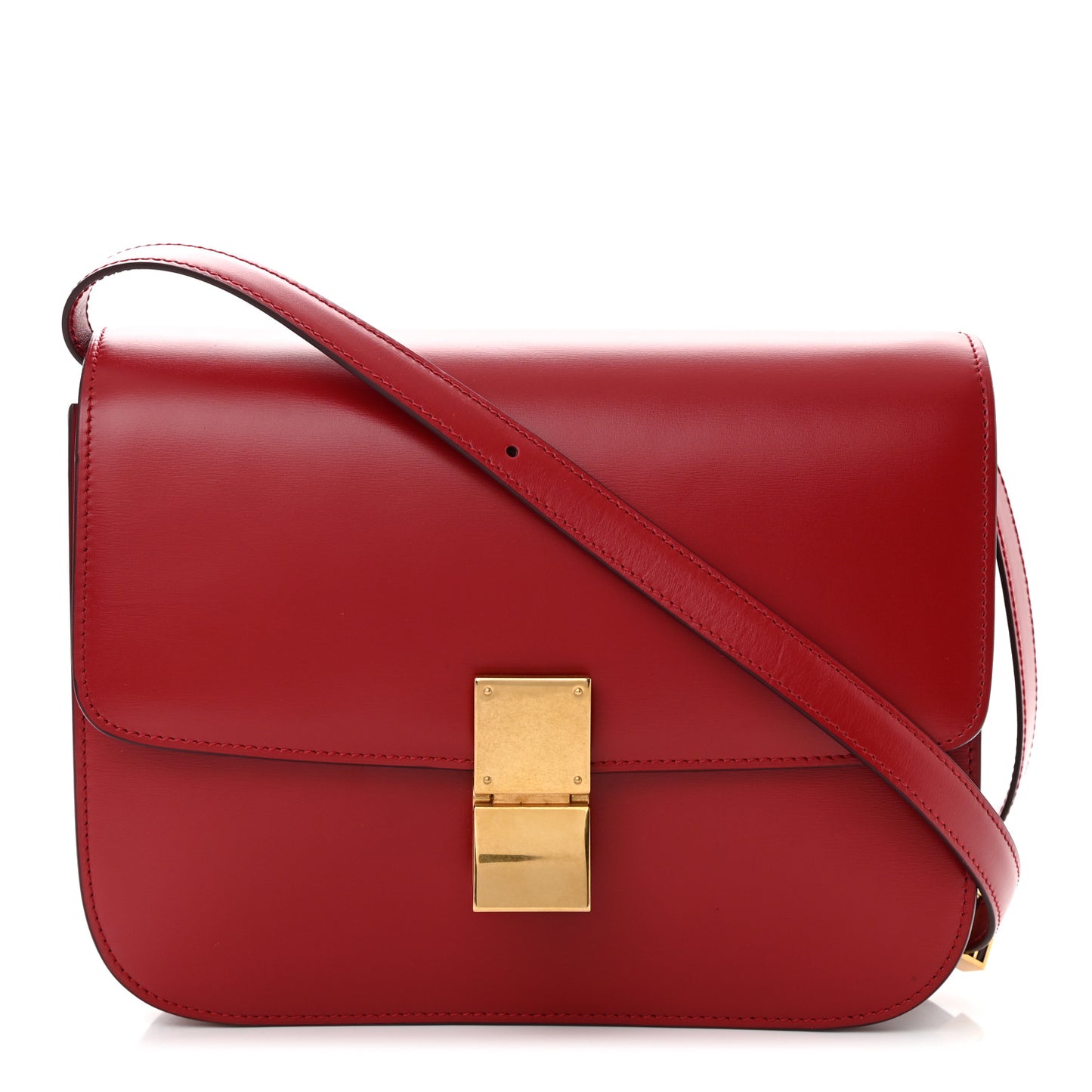 Box Calfskin Medium Classic Box Flap Bag Red
