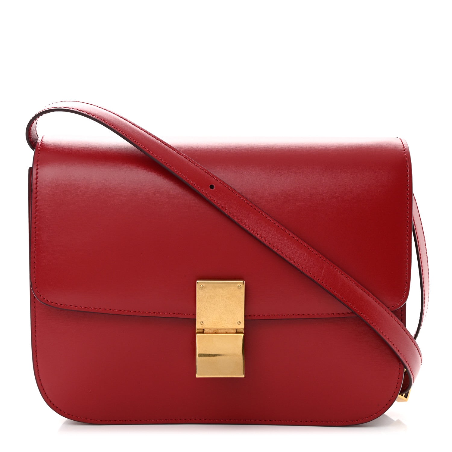 Celine Box Calfskin Medium Classic Box Flap Bag Red 1 of 14