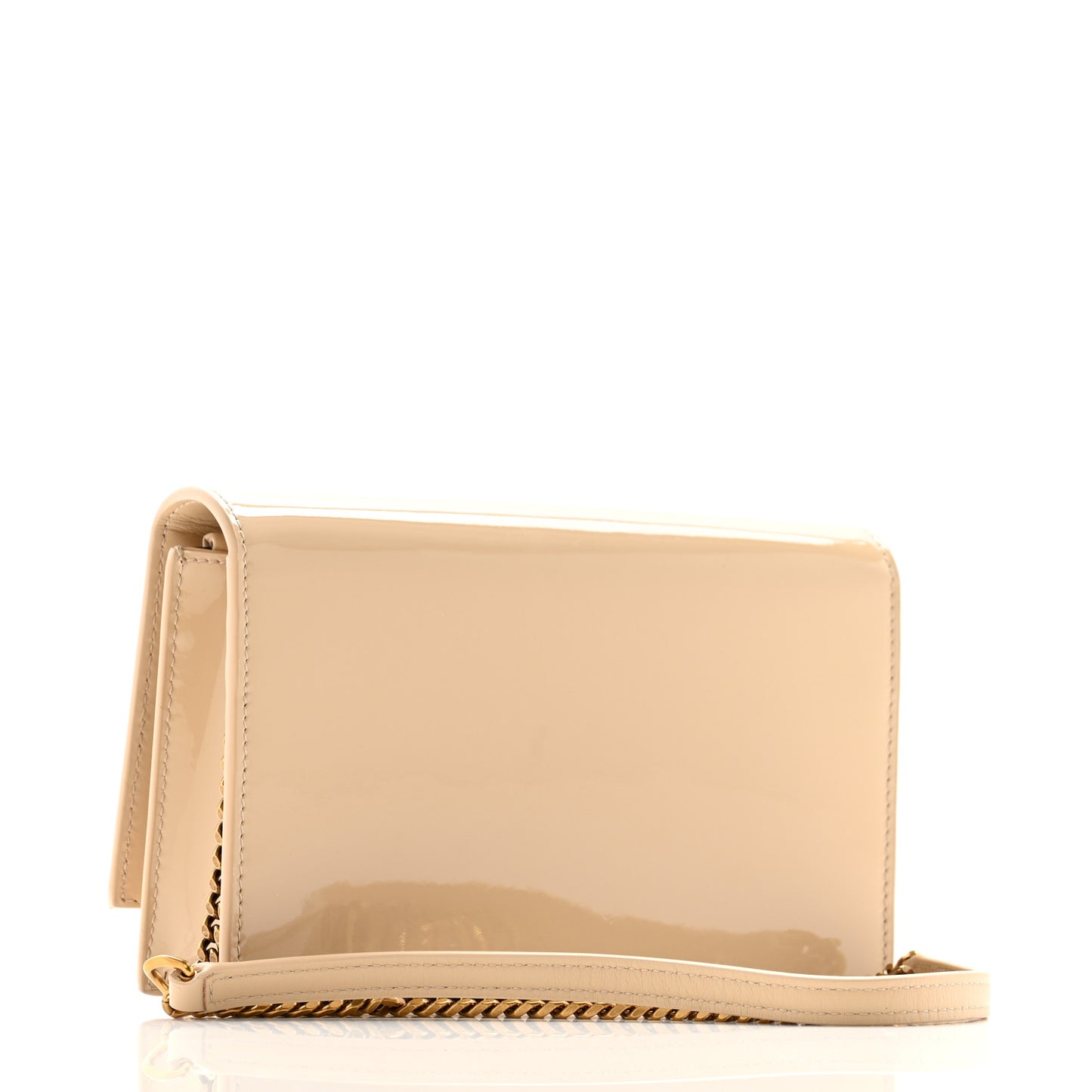 Patent Classic Monogram Kate Tassel Chain Wallet Dark Beige