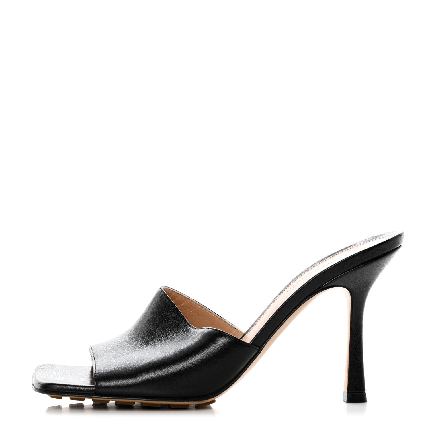 Bottega Veneta Lambskin Stretch Mule Sandals 37.5 Black 1 of 7