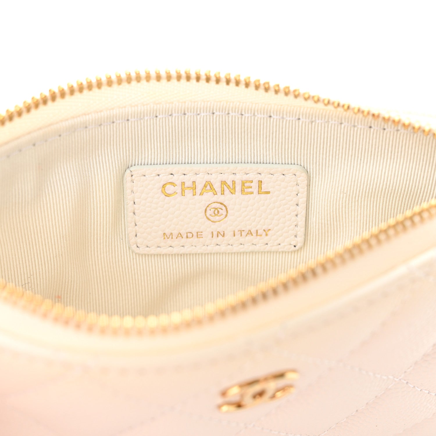 Chanel Caviar Quilted Small Cosmetic Case White 6 of 12