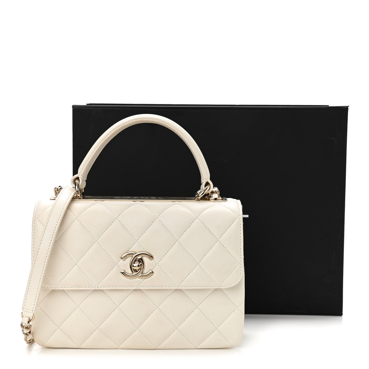 Lambskin Quilted Small Trendy CC Dual Handle Flap Bag White