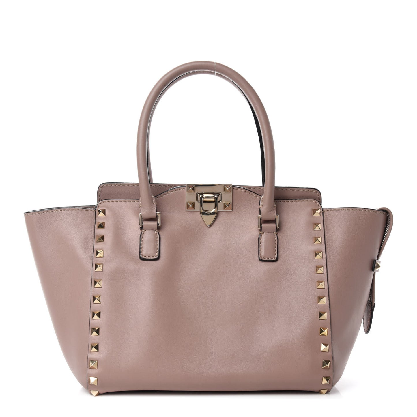 Vitello Small Rockstud Double Handle Tote Poudre