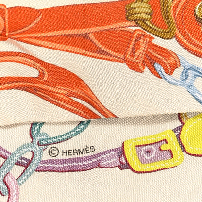 Hermes Silk Brides De Gala Twilly Creme Orange Jaune Vif 4 of 4