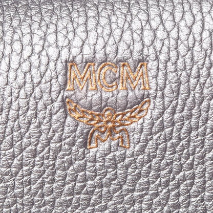 MCM Metallic Grained Calfskin Medium Milla Tote Spike Silver 8 of 8