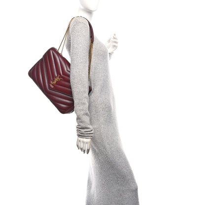 Saint Laurent Lambskin Chevron Quilted Large Loulou Rouge Cabernet 2 of 11