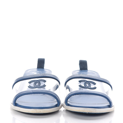 Chanel Lambskin PVC Mule 37.5 Transparent Blue 2 of 8