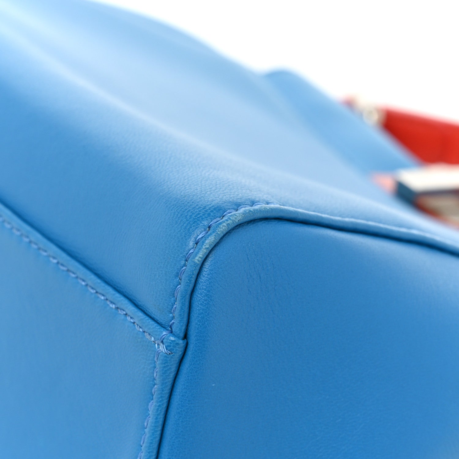 Fendi Nappa Colorblock Mini Peekaboo Iconic Satchel Blue Royal Papavero Cuoio 12 of 12