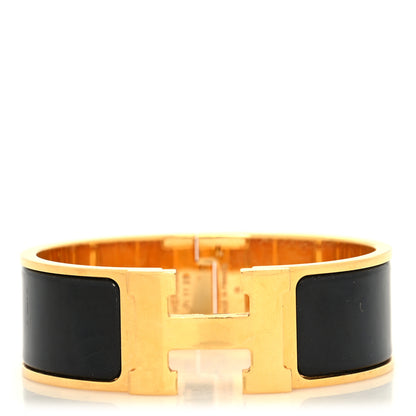 Hermes Enamel Wide Clic Clac H Bracelet PM Black 1 of 5