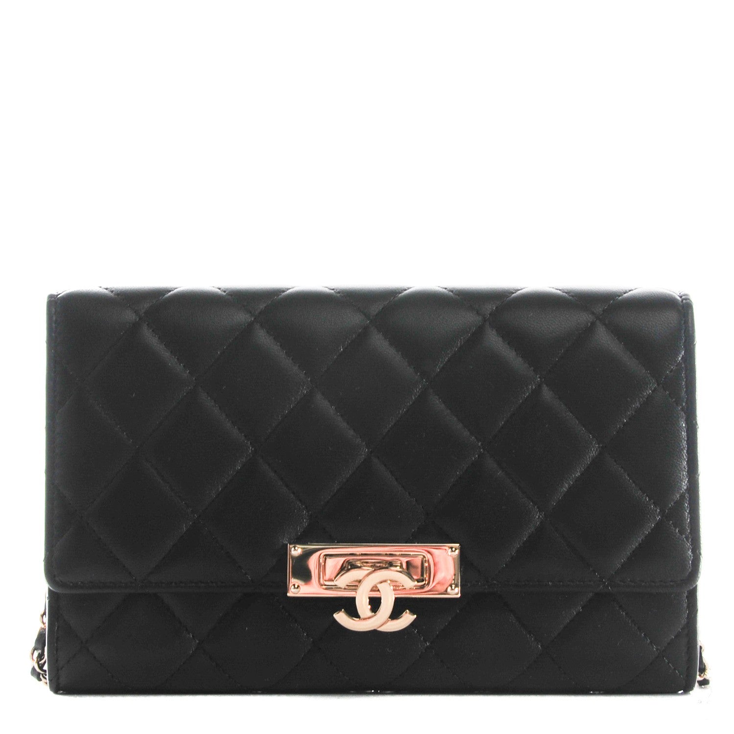 Chanel Lambskin Quilted Golden Class Clutch with Chain Black 1 of 8