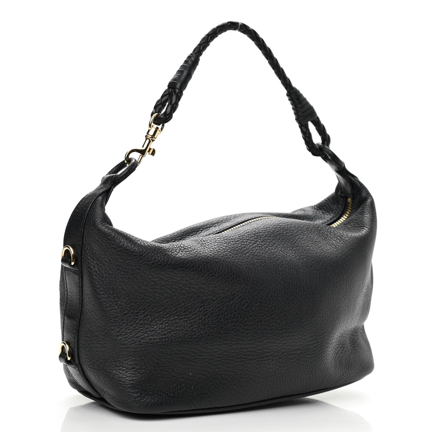 Cervo Deerskin Braided Shoulder Bag Black