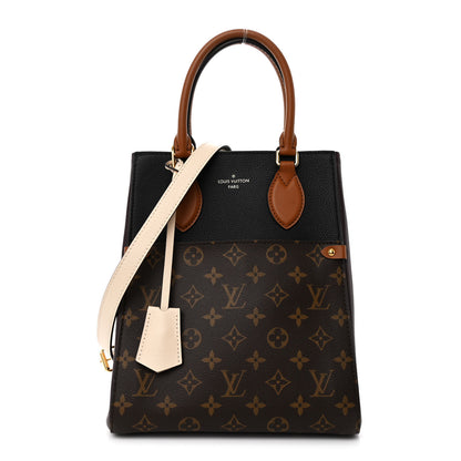 Louis Vuitton Calfskin Monogram Fold Tote MM Black Wine Cream 1 of 9