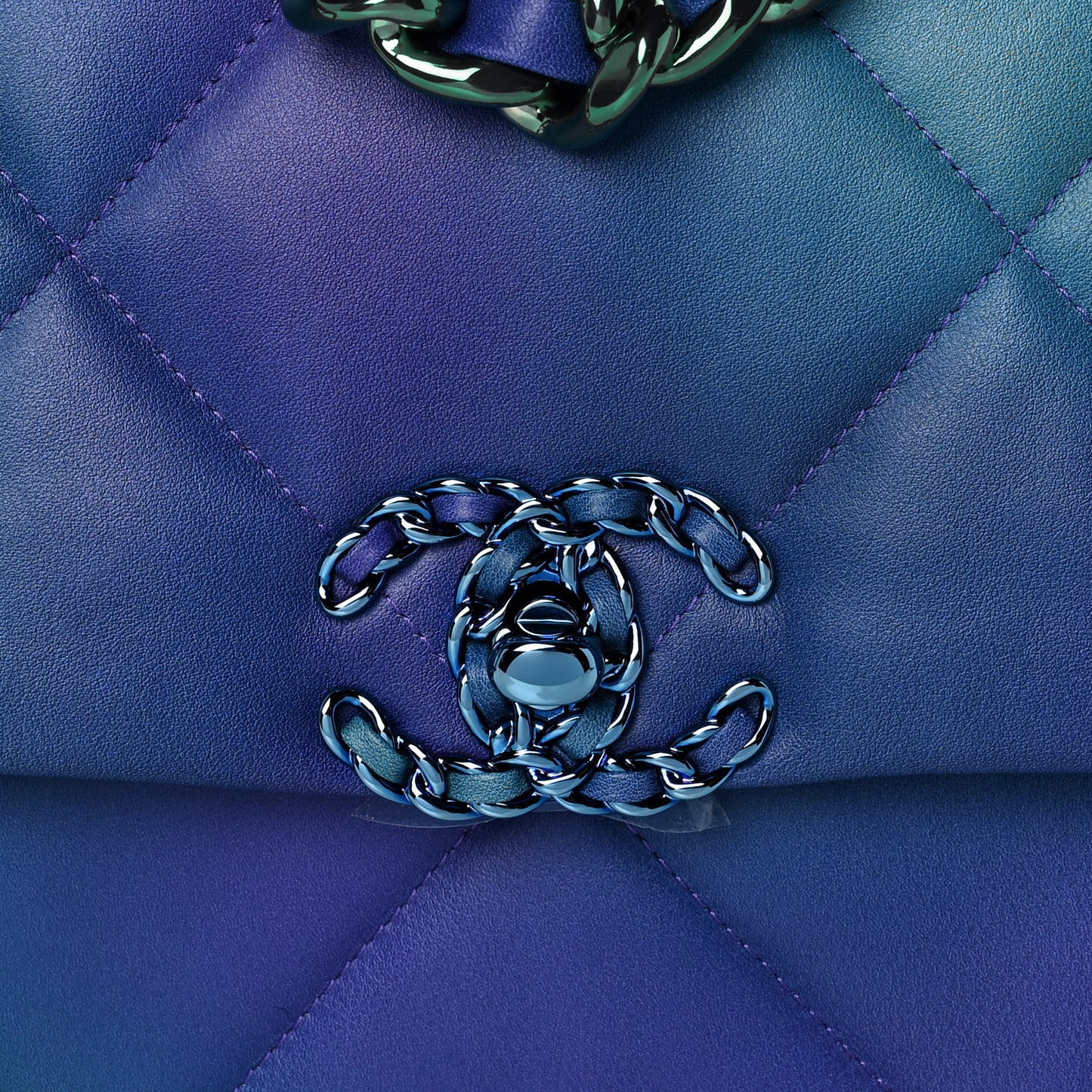 Tie Dye Calfskin Quilted Medium Chanel 19 Flap Blue Purple