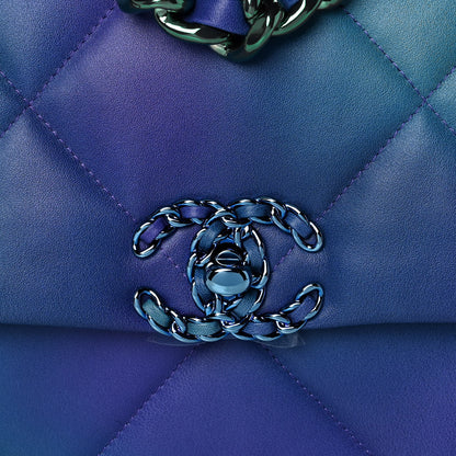 Chanel Tie Dye Calfskin Quilted Medium Chanel 19 Flap Blue Purple 10 of 11