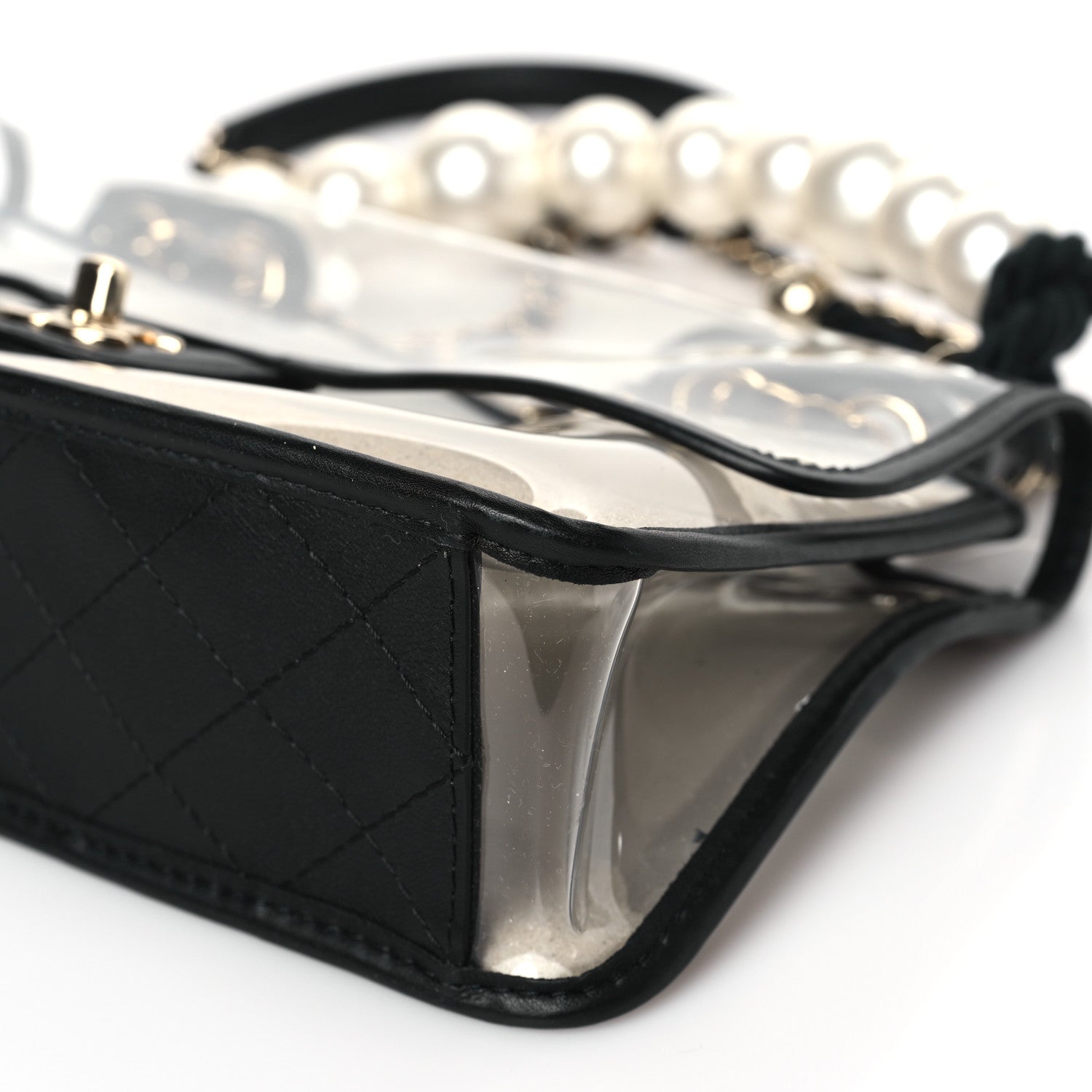 Chanel Lambskin PVC Sand By The Sea Flap With Pearl Strap Black