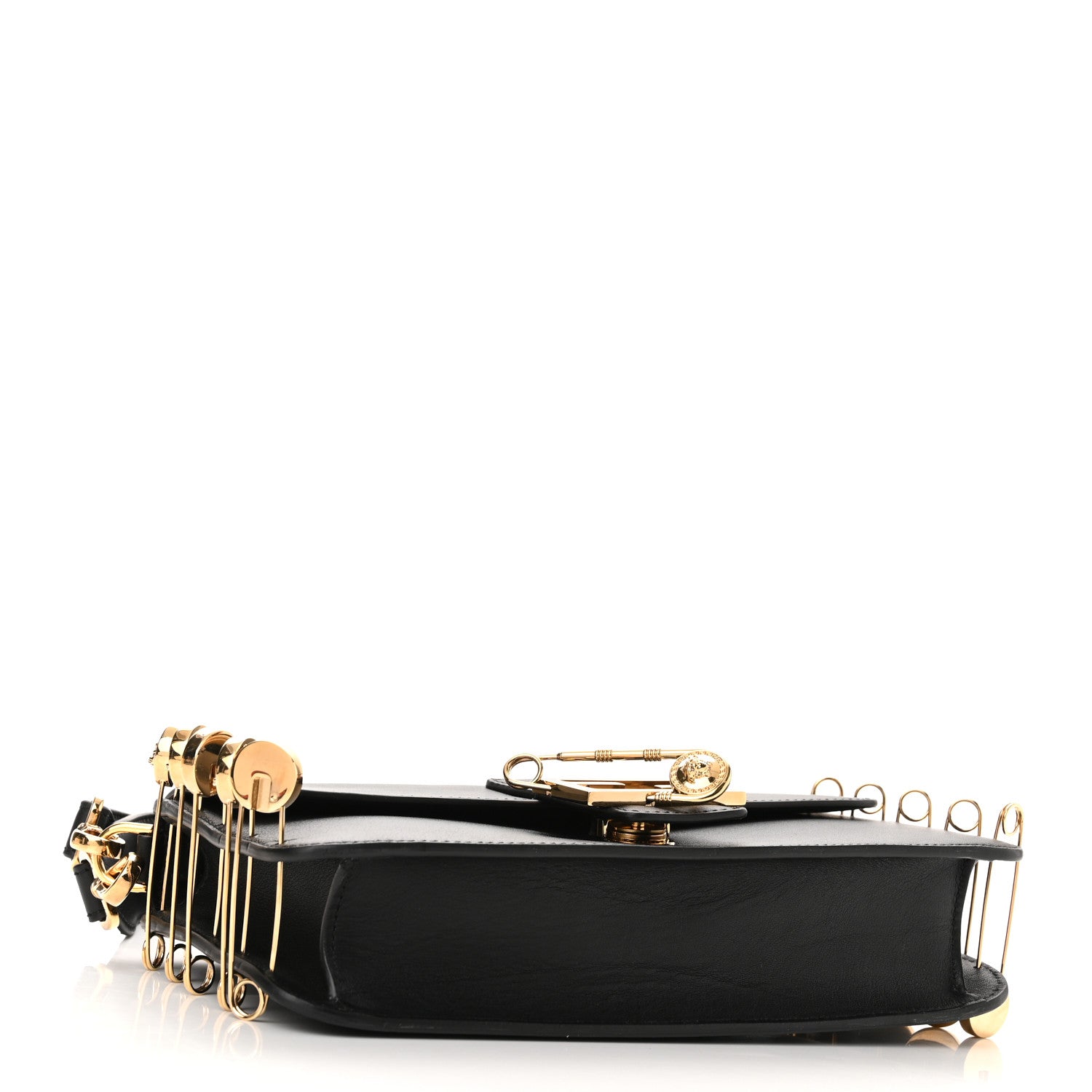 Fendi X VERSACE Vitello Seta Fendace Brooch Baguette Black 4 of 9
