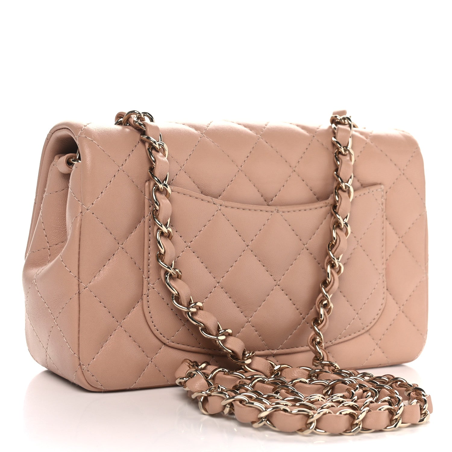 Chanel Lambskin Quilted Mini Rectangular Flap Beige 2 of 10