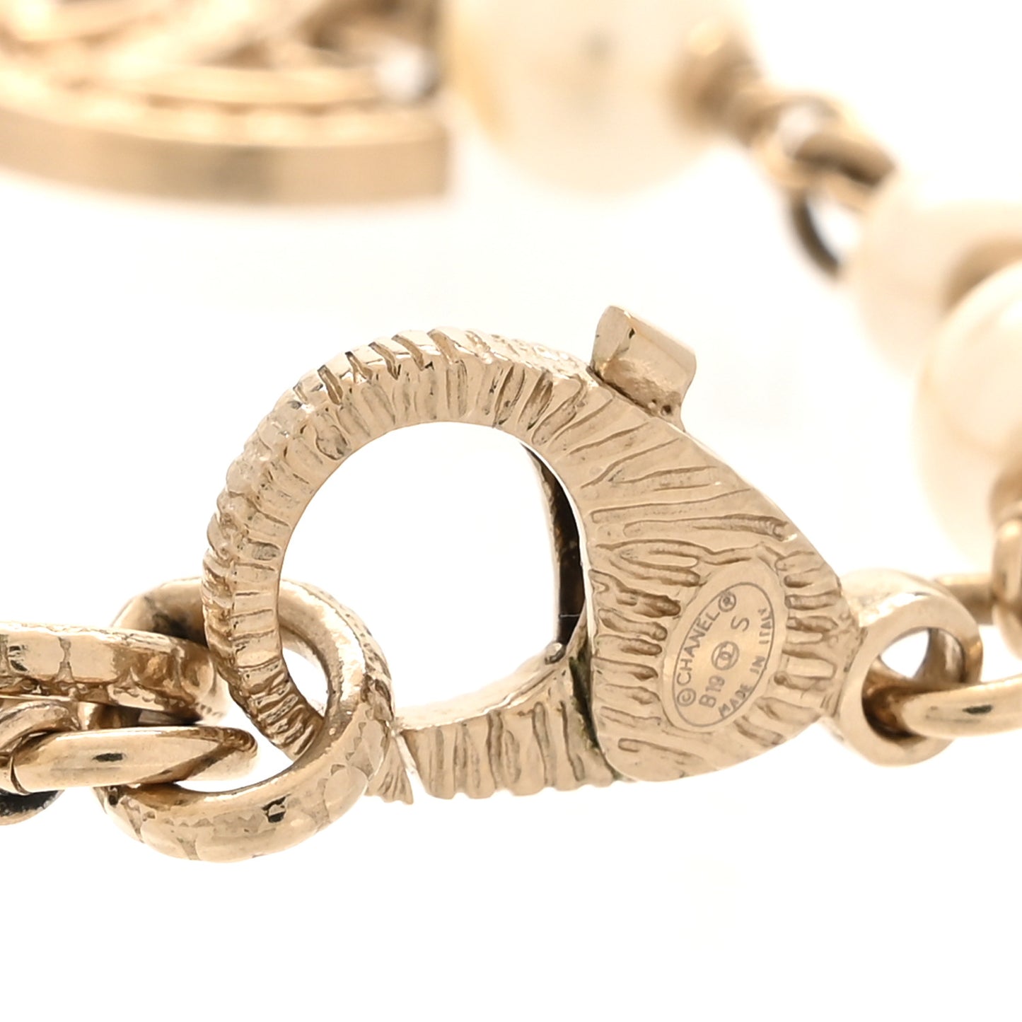 Pearl Crystal CC Bracelet Gold