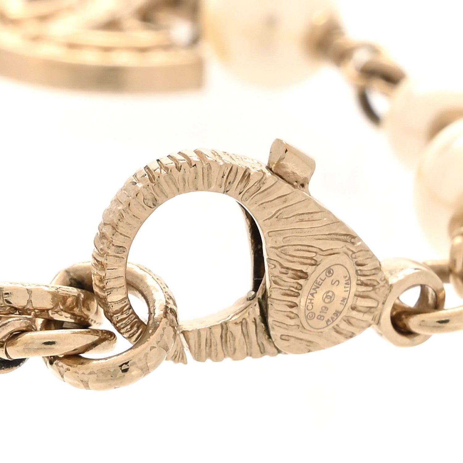 Chanel Pearl Crystal CC Bracelet Gold 4 of 5