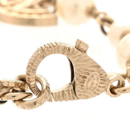Chanel Pearl Crystal CC Bracelet Gold 4 of 5
