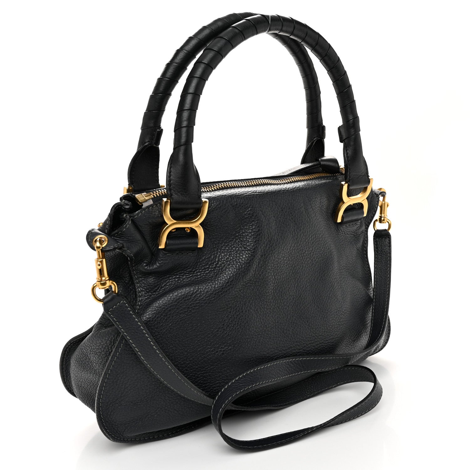 Chloe Calfskin Studded Medium Marcie Satchel Black 3 of 11