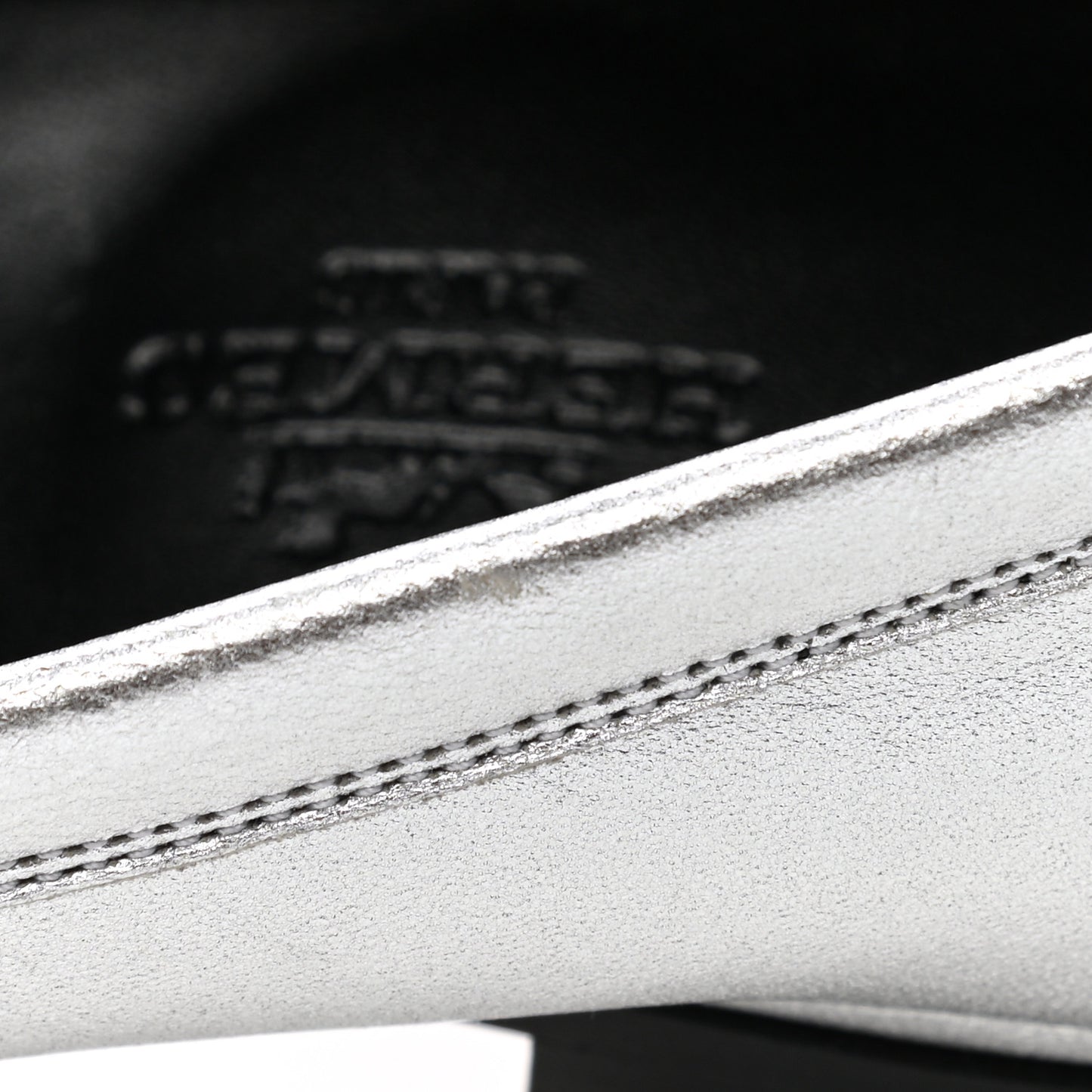 Metallic Goatskin Paris Loafers 37 Gris Argente