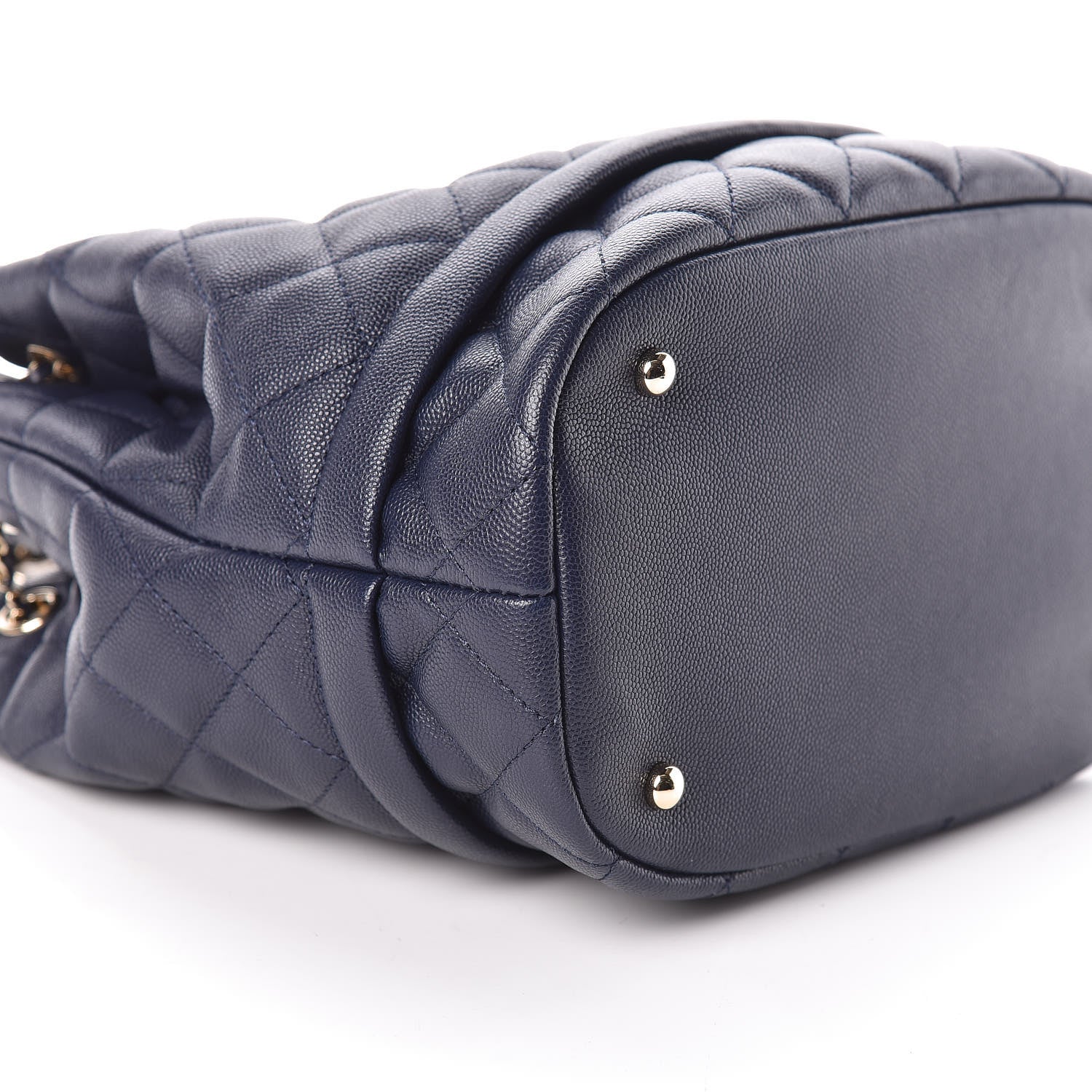 Chanel Caviar Quilted Rolled Up Bucket Drawstring Bag Navy 8 of 11