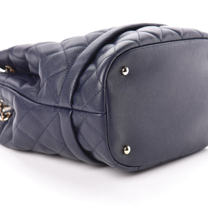 Chanel Caviar Quilted Rolled Up Bucket Drawstring Bag Navy 8 of 11
