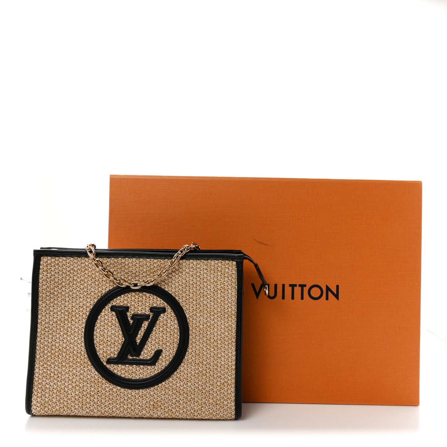 Raffia Calfskin Monogram Giant Pouch
