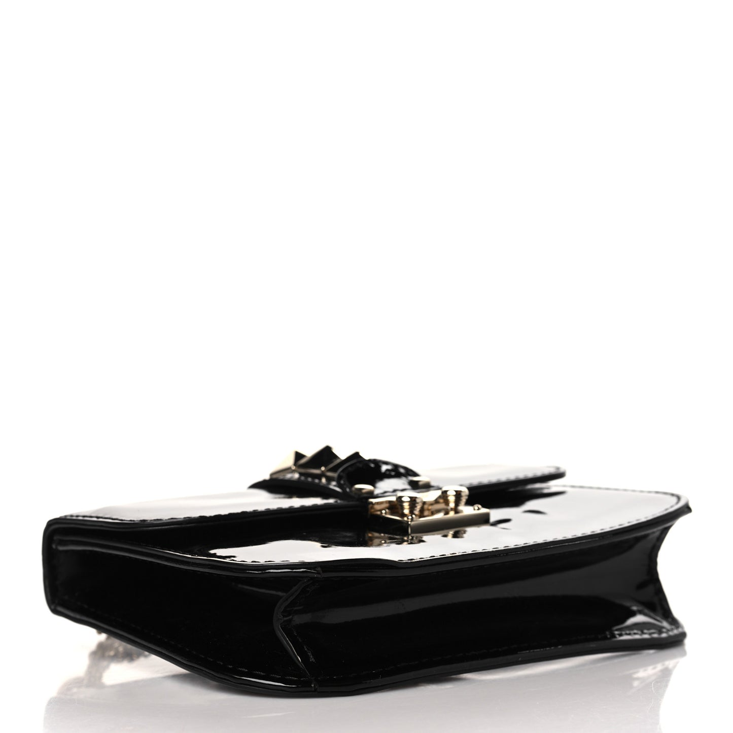 Patent Small Glam Lock Rockstud Flap Black
